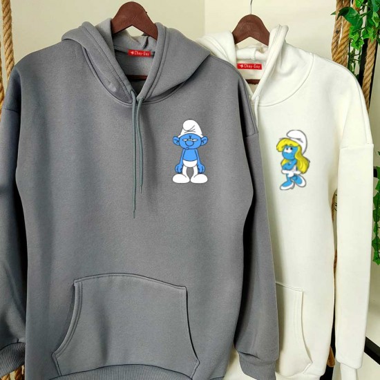 2 Adet ŞİRİNLER İçi Polar Kapşonlu Sweatshirt - Oversize