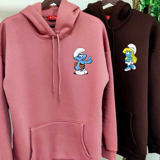 2 Adet ŞİRİNLER İçi Polar Kapşonlu Sweatshirt - Oversize