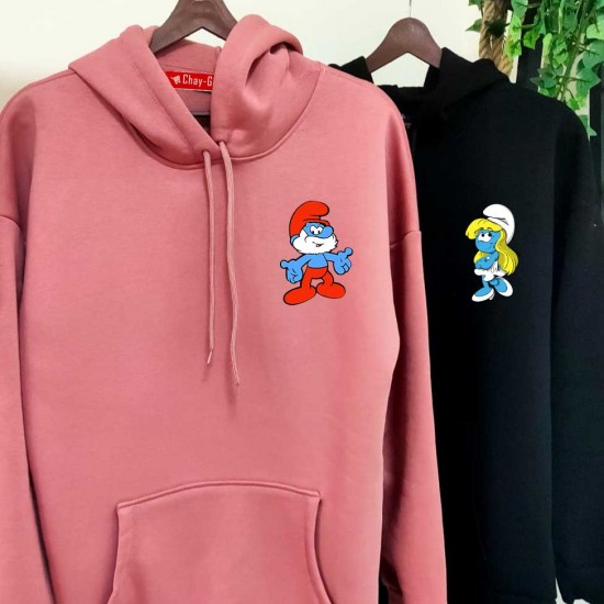 2 Adet ŞİRİNLER İçi Polar Kapşonlu Sweatshirt - Oversize