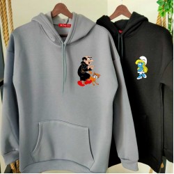 2 Adet ŞİRİNLER İçi Polar Kapşonlu Sweatshirt - Oversize