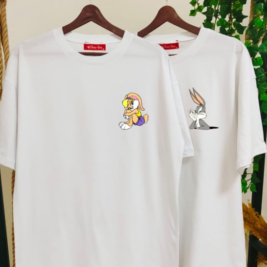 2 Adet Çizgifilm Tasarımlı Tshirt - Oversize 2 Adet Çizgifilm Tasarımlı Tshirt - Oversize