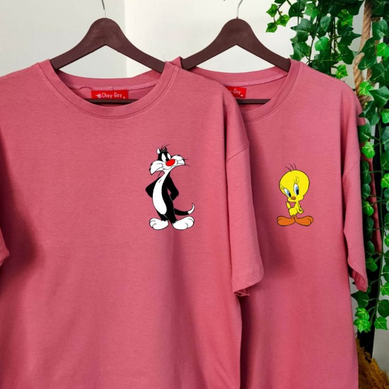 2 Adet Çizgifilm Tasarımlı Tshirt - Oversize 2 Adet Çizgifilm Tasarımlı Tshirt - Oversize
