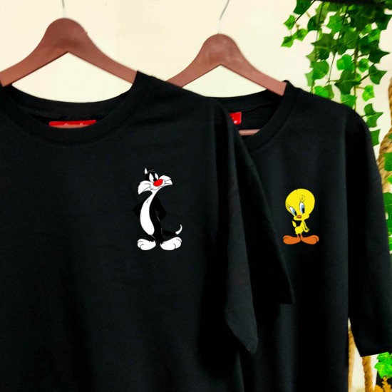 2 Adet Çizgifilm Tasarımlı Tshirt - Oversize 2 Adet Çizgifilm Tasarımlı Tshirt - Oversize