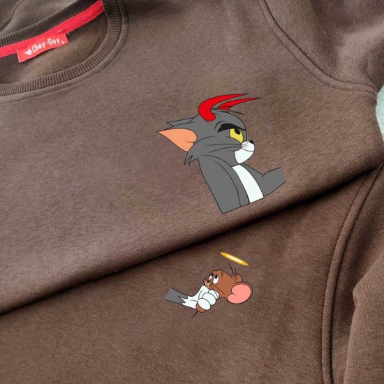 2 Adet Çizgifilm Karakterli İçi Polar 0 Yaka Sweatshirt 2 Adet Çizgifilm Karakterli İçi Polar 0 Yaka Sweatshirt