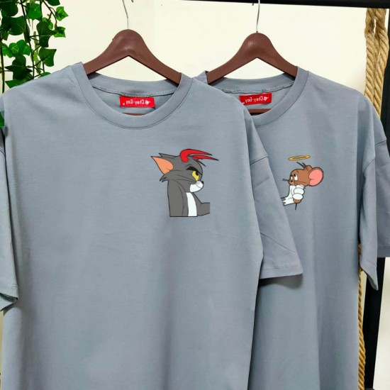2 Adet Çizgifilm Tasarımlı Tshirt - Oversize 2 Adet Çizgifilm Tasarımlı Tshirt - Oversize