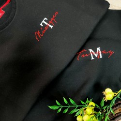 2 Adet İsimli İçi Polar 0 Yaka Sweatshirt