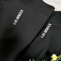 2 Adet Romen Rakamı Tarih Baskılı Sweatshirt