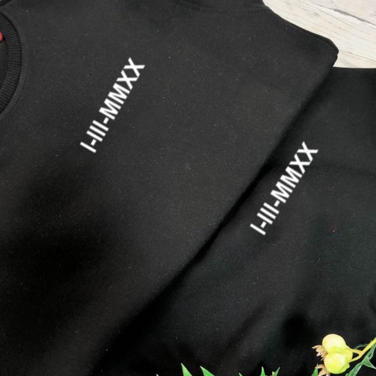 2 Adet Romen Rakamı Tarih Baskılı Sweatshirt