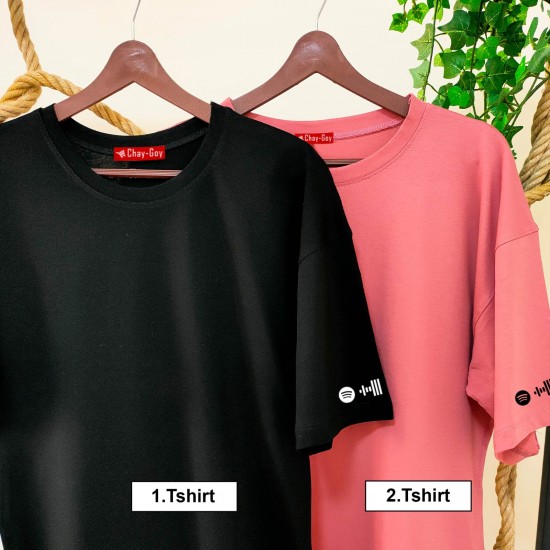 2 Adet Spotify Kodlu Kol Baskılı Oversize Tshirt