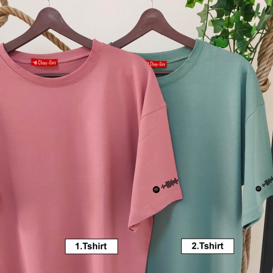 2 Adet Spotify Kodlu Kol Baskılı Oversize Tshirt