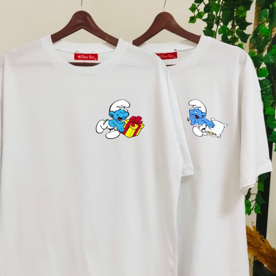 2 Adet Şirinler Tasarımlı Oversize Tshirt 2 Adet Şirinler Tasarımlı Oversize Tshirt