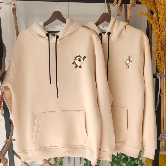 2 Adet Çizgifilm Tasarımlı  Kapşonlu Sweatshirt Hoodie