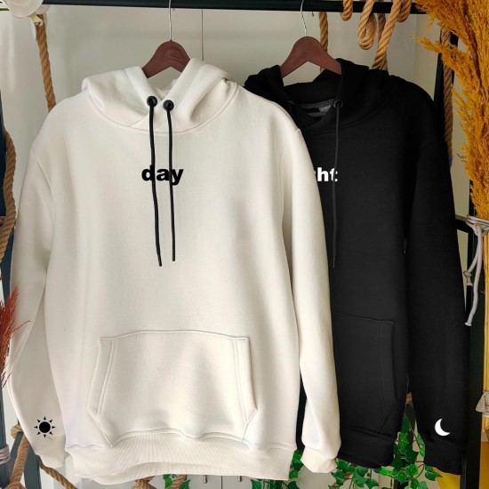 2 Adet Day & Night İçi Polar Kapşonlu Sweatshirt 