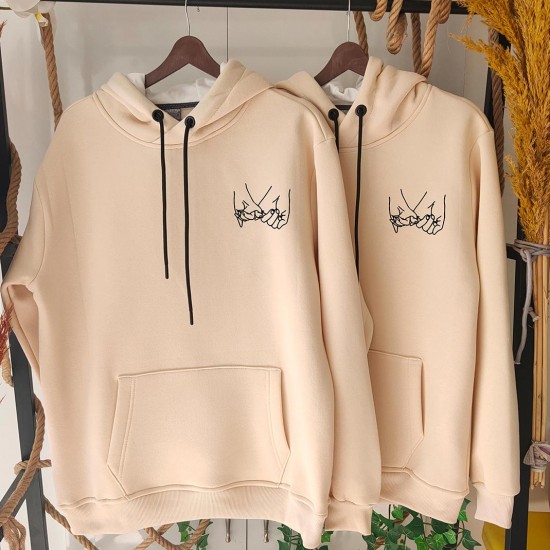 2 Adet Promise Tasarımlı İçi Polar Kapşonlu  Sweatshirt