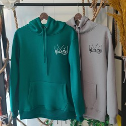 2 Adet Promise Tasarımlı İçi Polar Kapşonlu  Sweatshirt