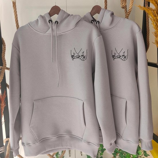 2 Adet Promise Tasarımlı İçi Polar Kapşonlu  Sweatshirt
