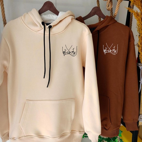 2 Adet Promise Tasarımlı İçi Polar Kapşonlu  Sweatshirt