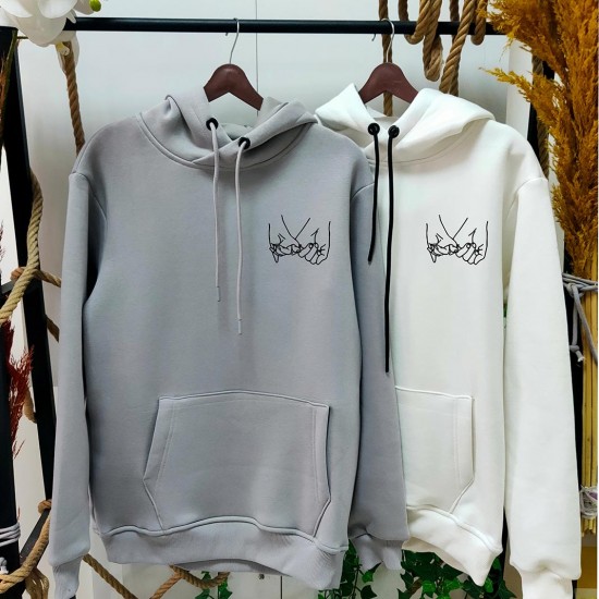 2 Adet Promise Tasarımlı İçi Polar Kapşonlu  Sweatshirt
