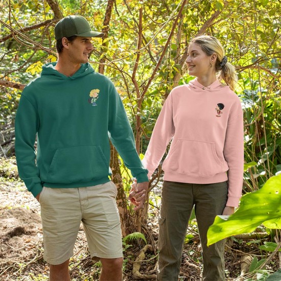 2 Adet Çizgifilm Tasarımlı  Kapşonlu Sweatshirt Hoodie