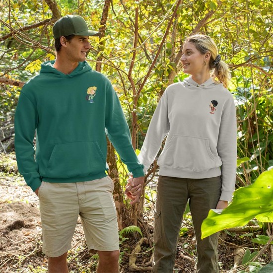 2 Adet Çizgifilm Tasarımlı  Kapşonlu Sweatshirt Hoodie