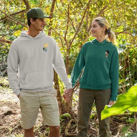 2 Adet Çizgifilm Tasarımlı  Kapşonlu Sweatshirt Hoodie