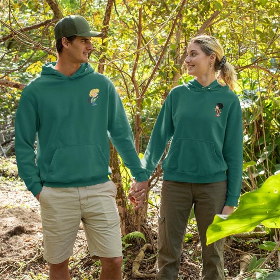 2 Adet Çizgifilm Tasarımlı  Kapşonlu Sweatshirt Hoodie