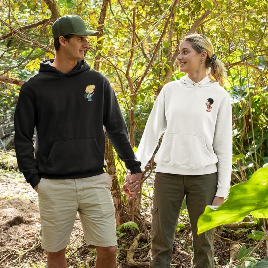 2 Adet Çizgifilm Tasarımlı  Kapşonlu Sweatshirt Hoodie