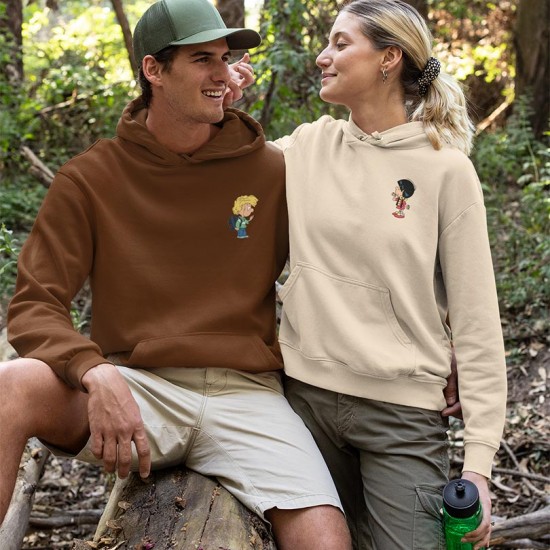 2 Adet Çizgifilm Tasarımlı  Kapşonlu Sweatshirt Hoodie